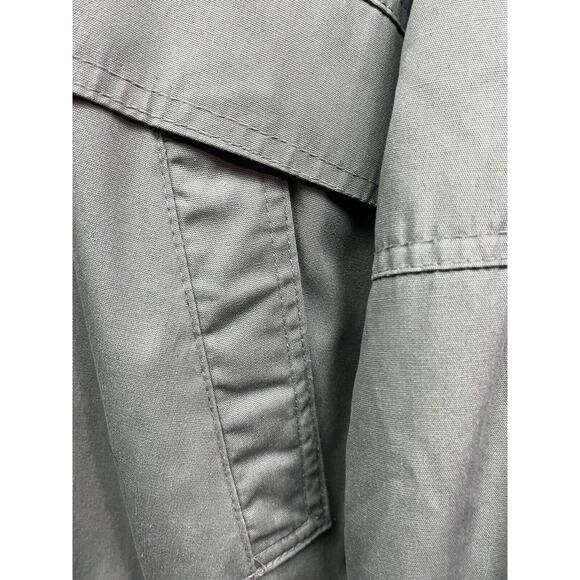 WINDBREAKER Coat Mens XXL gray button/Zip hooded coat flannel lined - Picture 8 of 9
